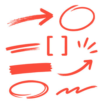Coral red marker annotation arrows circles and underlines
