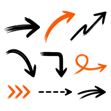 Black and orange brush arrows