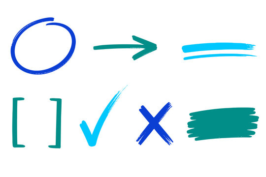 Blue and teal marker annotation symbols