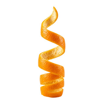 Orange Peel Spiral - Fresh Citrus Zest Isolated