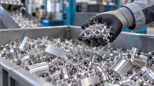 Aluminum Chips and Swarf Collected From CNC Machining