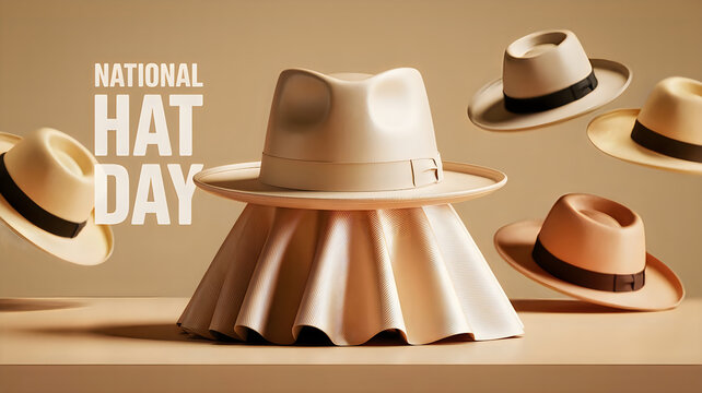 National hat day illustration with various cowboy hats