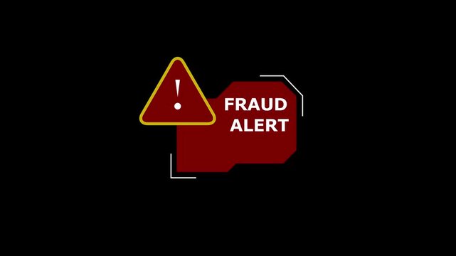 Warning sign animation flashes an exclamation box with fraud alerts. Critical cybersecurity hazard danger notices trigger on warning sign. Scam alerts display on warning sign.