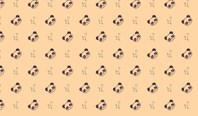 vector seamless pattern of panda head on a light peach background © The Flames