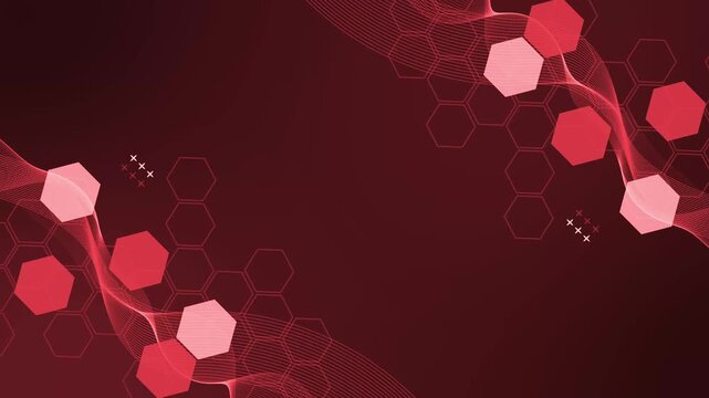 Abstract background with hexagonal shapes and flowing grid-like waves animation
