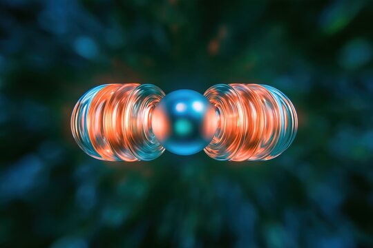 Visual representation of atomic structure with energy flow