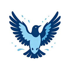 Obraz premium Bird Shape Water Splash Die-Cut Sticker, Original Flat Vector Art
