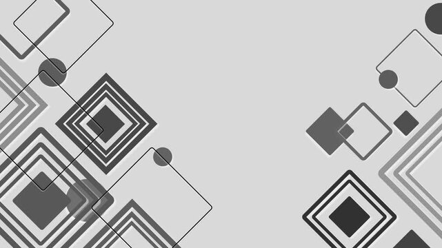 Background with overlapping geometric squares and angled lines animated