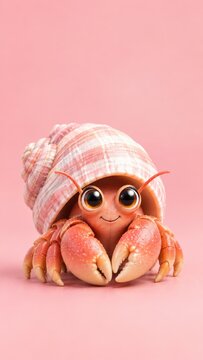 Cute Pink Hermit Crab Plush Toy With Shell, Soft Stuffed Animal for Kids, Beach Themed Collectible Doll, 3D Printed Ocean Creature, Nursery Decor, Gift for Children, Sea Life Figurine, Plushie, Stuffe