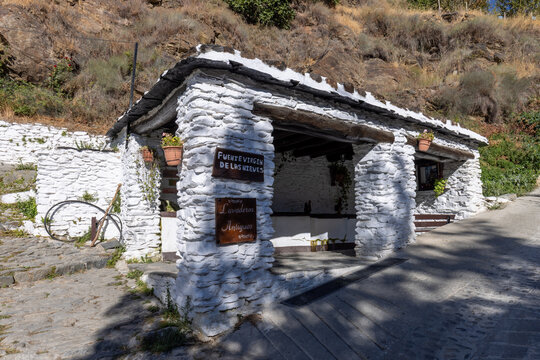 The Virgen de las Nieves Fountain in Trevelez, in the Alpujarras region of Granada, Andalusia, Spain