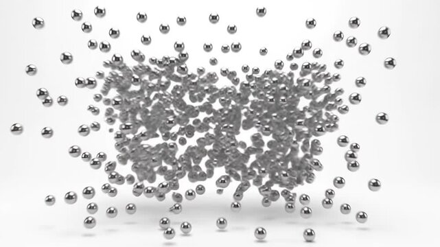Metallic spheres gathering to form promo code text in 3d animation