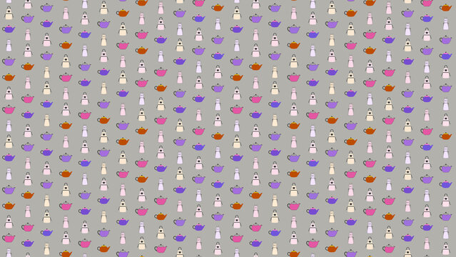 Seamless pattern of teapots and aprons