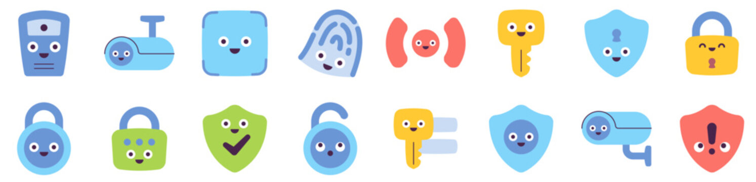 Security Icon Pack &mdash; safety, lock, shield, camera, protection, password, privacy, access, keyhole, key, private, login, secure authentication. Vector icon collection.