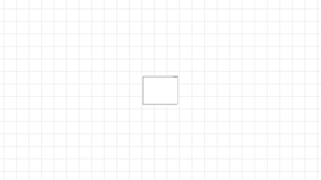 Minimalist rectangular frame centered on a clean thin line grid paper background pattern.