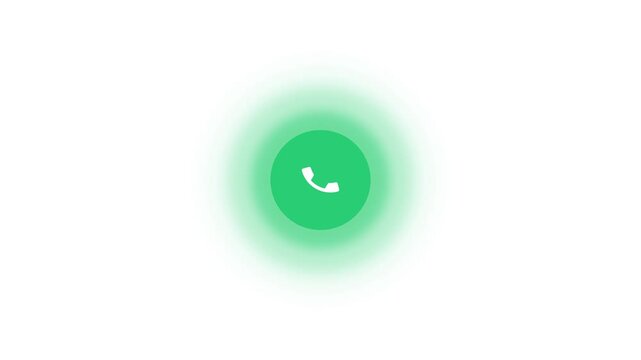 Green phone call acceptance button icon for mobile application user interface design.