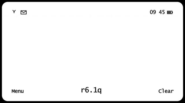 Minimalist mobile phone user interface screen display with text and status bar icons.
