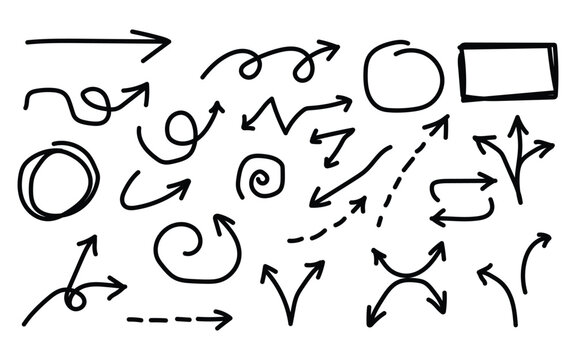 Hand drawn arrows and shapes set