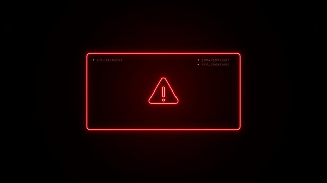 A thick red neon warning sign that experiences cinematic RGB split (chromatic aberration) and camera shake impacts. A very clean, high-end optical distortion without pixel artifacts.