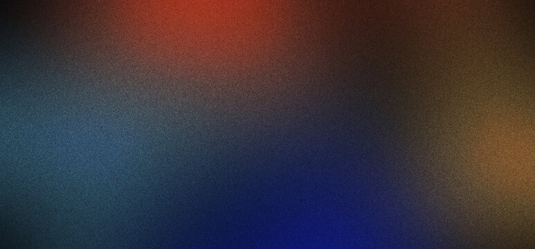 Abstract colorful gradient background with grainy texture, blending blue, red, orange, and dark tones for moody atmospheric design