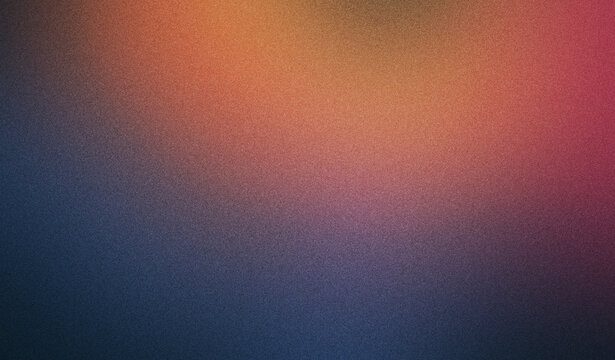 Abstract gradient background with warm orange glow fading into deep blue and purple, featuring soft texture and atmospheric color transition for modern design use