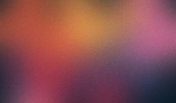 Warm abstract gradient background with soft grain texture, blending orange, red, purple, and blue tones for moody atmospheric design backdrop
