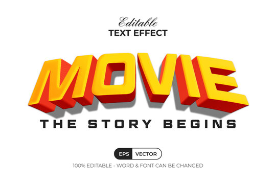 3D Movie Title Editable Text Effect Curved Style.
