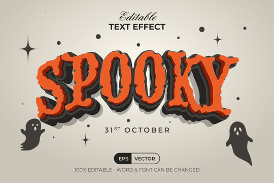 Orange Spooky Editable Text Effect Halloween 3D Style.