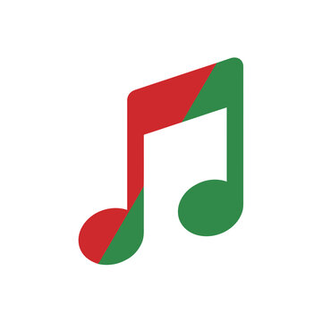 Red and green eighth note symbol