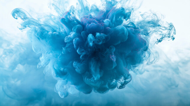 Blue Ink in Water Swirling Abstract Background