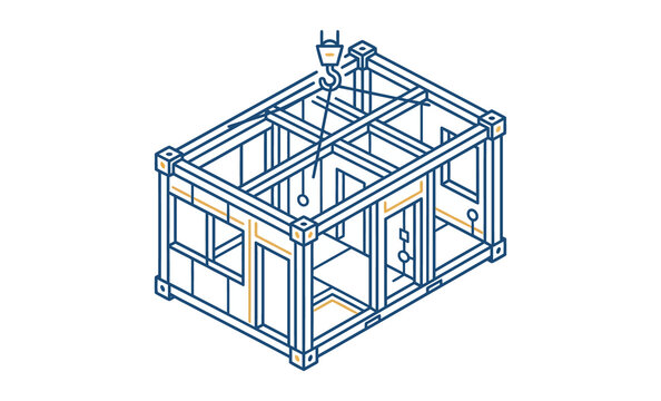 Isometric Modular Building Frame Construction