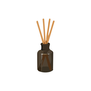  ilustrasi digital minimalis dari sebuah botol reed diffuser (pengharum ruangan)