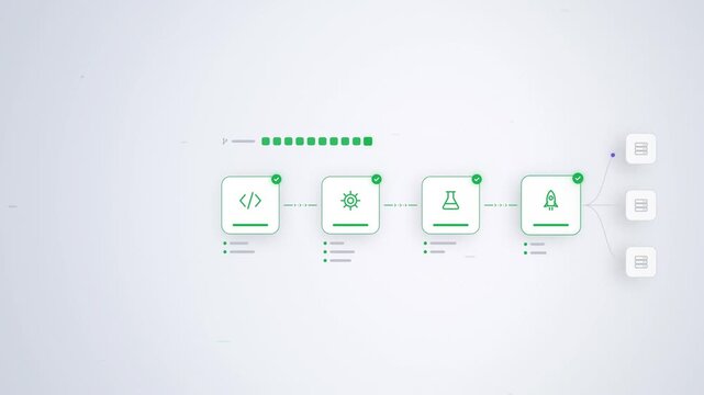 CI/CD pipeline deploying to servers on white background