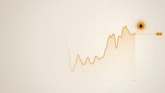 Orange rising oil price chart with oil drop icon seamless loop