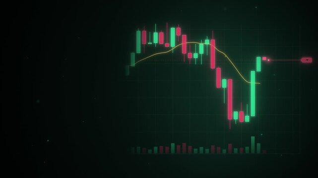 Green and red stock market volatile candlestick chart seamless loop