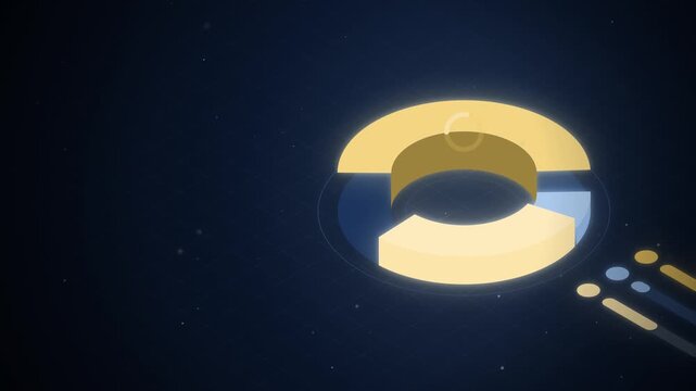 Isometric vote count donut chart seamless loop on navy blue background