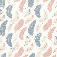 Fototapeta premium Seamless feather pattern — flat illustration soft plume repeat design for fabric and stationery