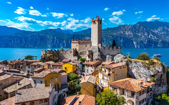 View of Malcesine on the shore of Lake Garda, Italy