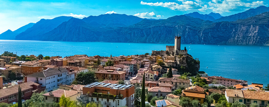 View of Malcesine on the shore of Lake Garda, Italy