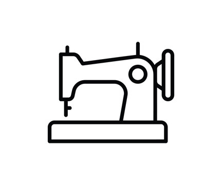 Sewing machine tailor equipment vector icon line art textile craft