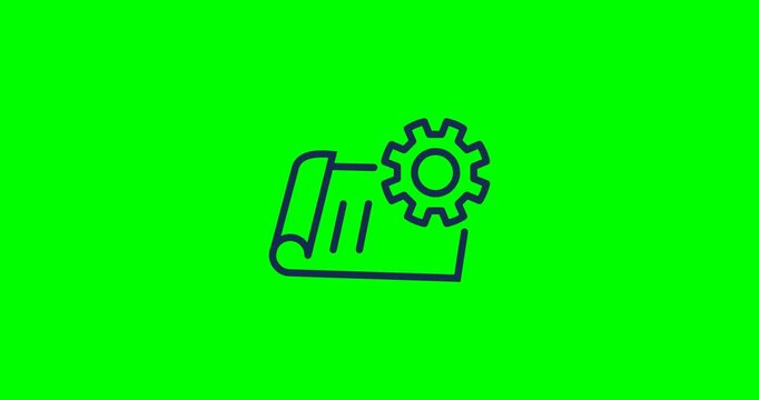 Blueprint Paper Blueprint and Gear Line Icon