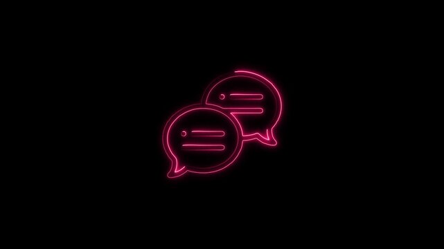 Glowing messages neon icon Neon chat bubble conversation. Glowing neon Communication icon , Group Message icon animation ,