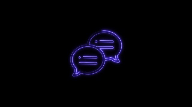 Glowing messages neon icon Neon chat bubble conversation. Glowing neon Communication icon , Group Message icon animation ,