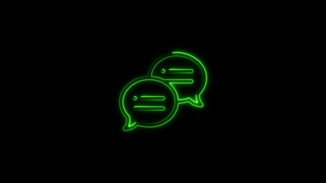 Glowing messages neon icon Neon chat bubble conversation. Glowing neon Communication icon , Group Message icon animation ,