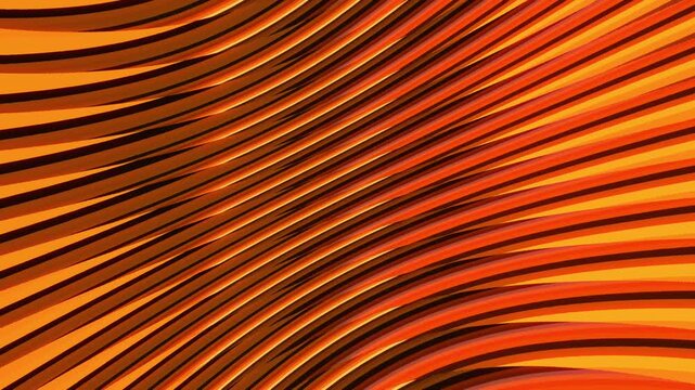 Diagonal stripes animation displays orange and yellow bands on dark. Dynamic shadow play moves along this diagonal stripes. Geometric graphic visual depth defines the diagonal stripes.