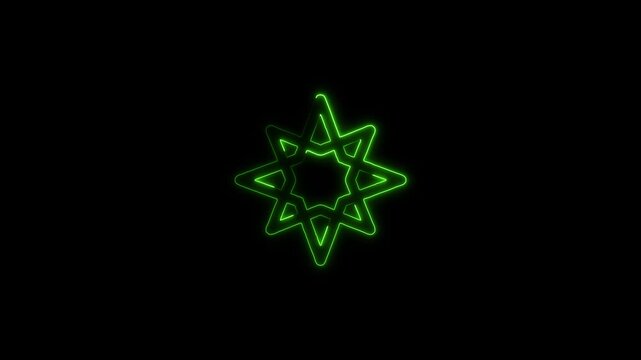 Star of David Neon Seamless Loop 4K Black Background Animated Promotional Typography for Video Editing