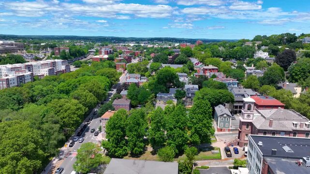 Historic residential houses on Bowen Street in College Hill district in Providence, Rhode Island RI, USA. 