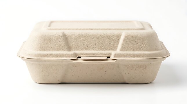 Sustainable and eco-friendly disposable takeaway food container crafted from biodegradable materials, perfect for restaurant delivery and environmentally conscious packaging solutions