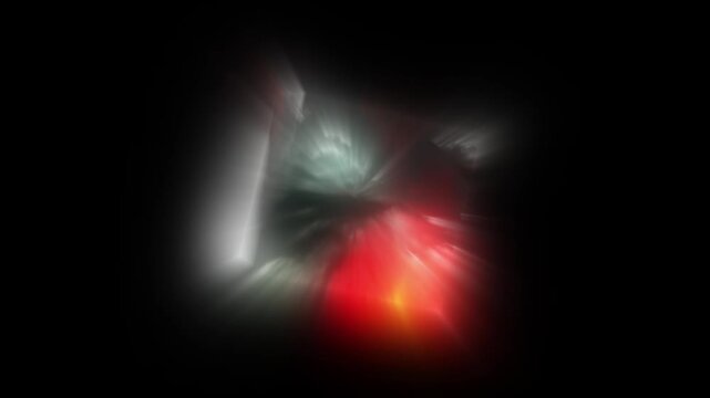 A mesmerizing looping animation of a glowing 3D cube emitting smoky, ethereal red and orange light on a black background. Perfect for sci-fi, technology, gaming streams, and abstract motion background