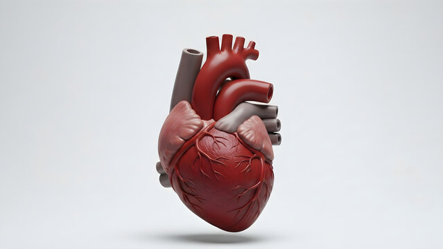 Detailed 3D anatomical human heart model showcasing medical science, health, and cardiovascular system