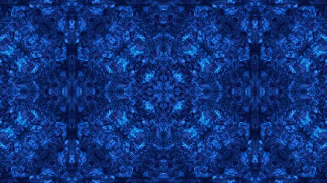 Deep blue symmetrical abstract texture with layered cloudy details, creating a dark patterned background for digital design, wallpaper, or modern artwork.